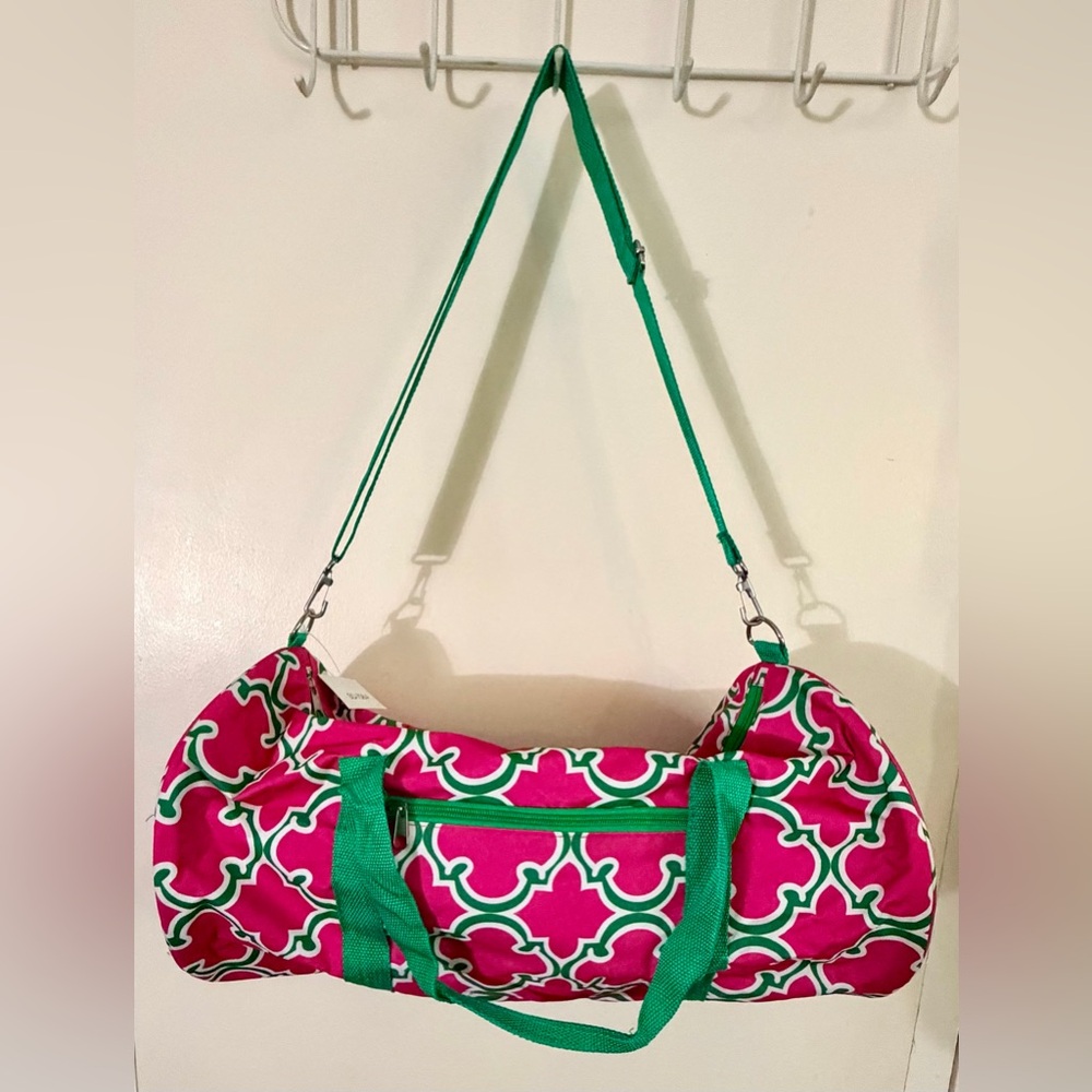 NEW Pink & Green Weekender Duffle Bag